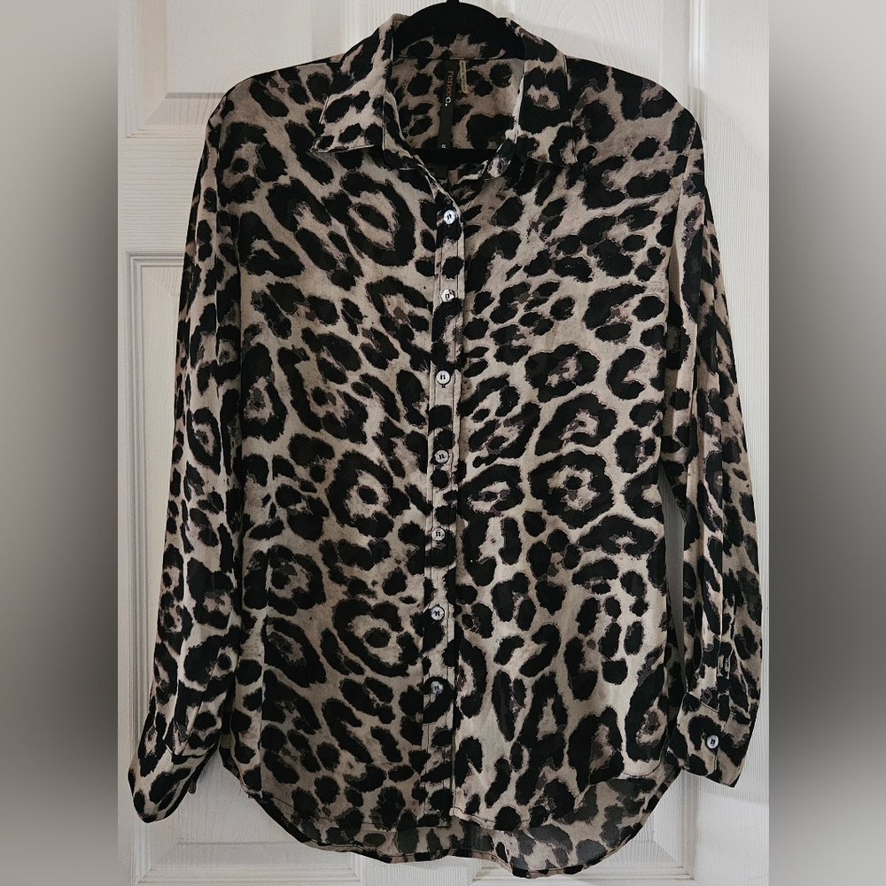 Renee C Leopard Print Blouse